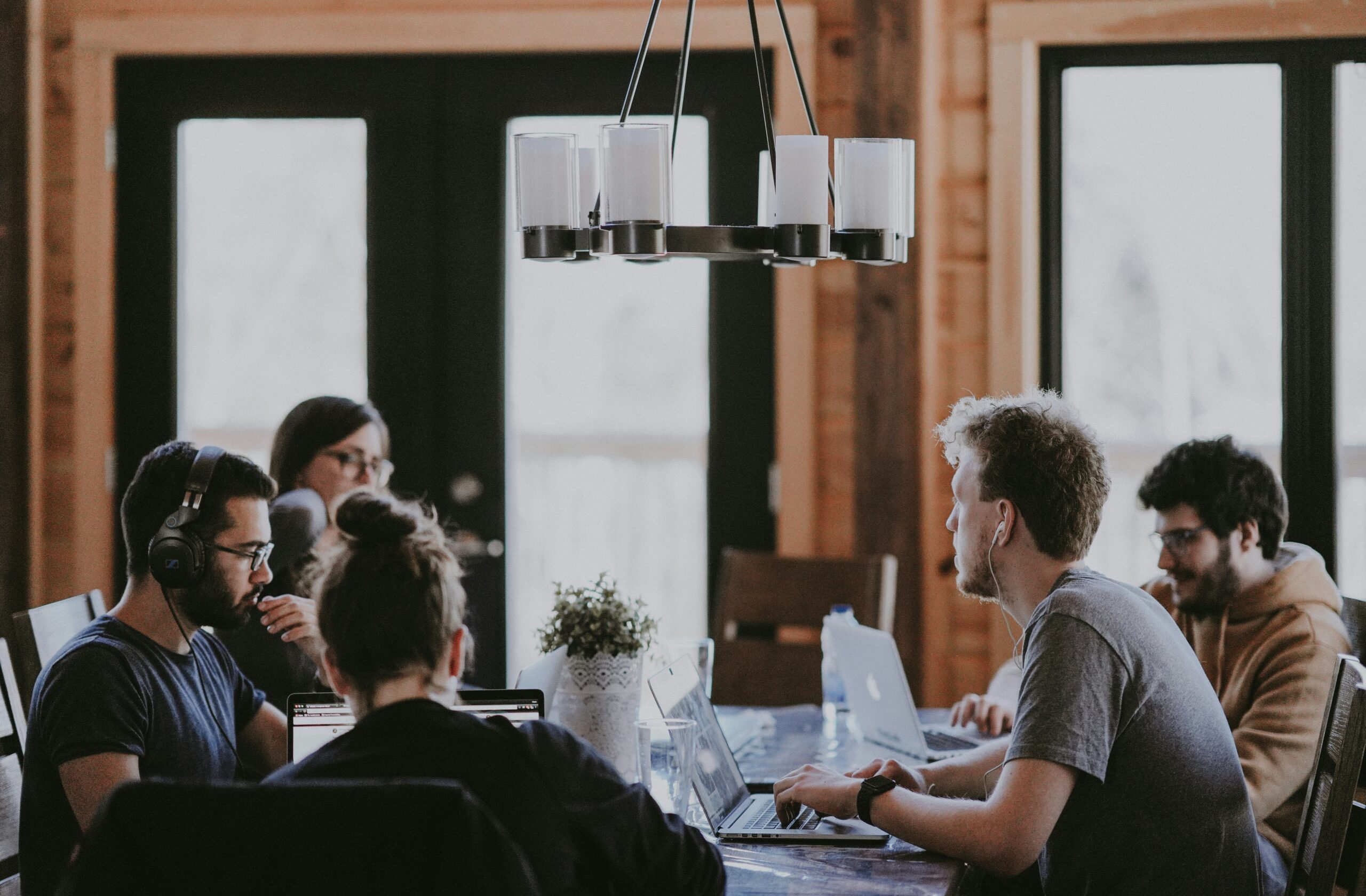 people working together calmly around a table