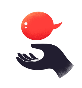 A hand holding up a red fish.