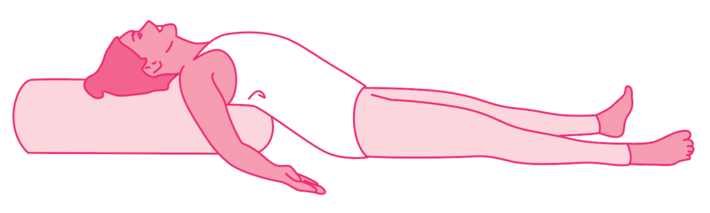A person lying on their side in a relaxed sleeping position.